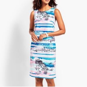 Talvot Petite Seaside Harbor Blue and Pink Striped Sleeveless Dress Size 10P